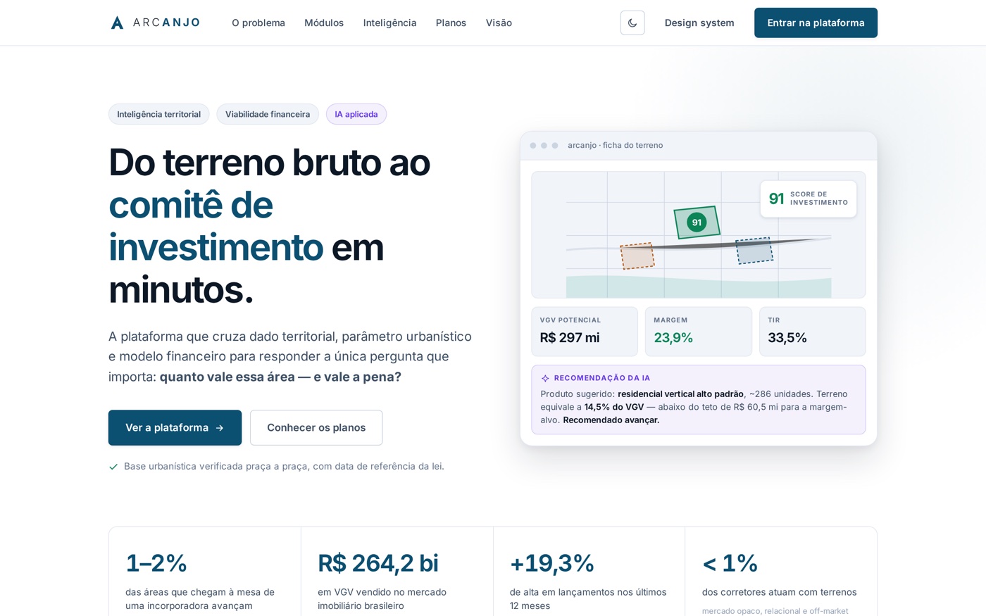 Plataforma Arcanjo de inteligência territorial